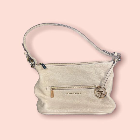 Michael Kors Cream/Gold Boho Pebbled Leather Shoulder‎ Bag - Picture 1 of 3